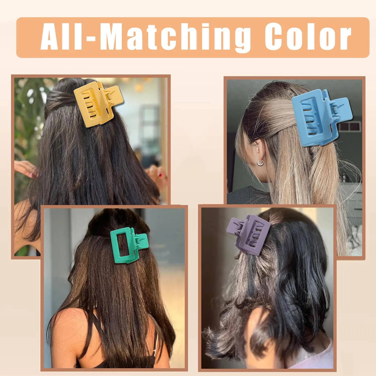 14 PCS Butterfly and Rectangle Hair Clips - 2.7" Medium Non-Slip Claw Clips for Thick, Thin, Curly or Straight Hair - Multiple Colors