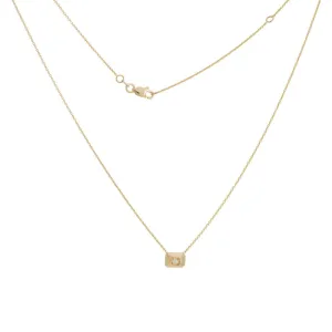 14K Diamond Rectangle Pendant Necklace