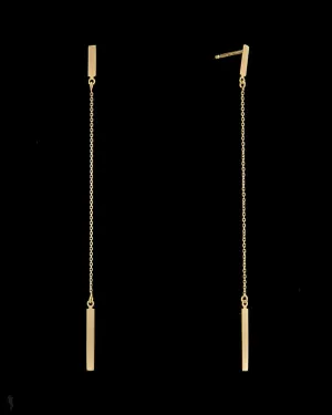 14K Italian Gold Bar Dangle Earrings