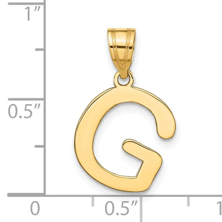 14k Yellow Gold Slanted Design Bubble Letter G Initial Pendant