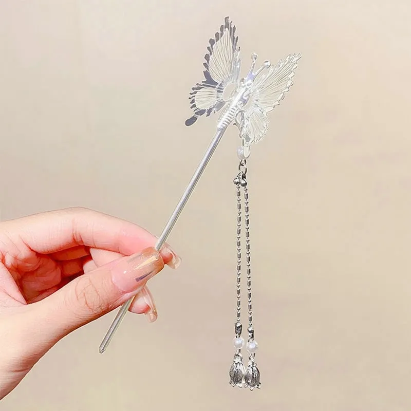 1PC Pearl Tassel Butterfly Hair Claw