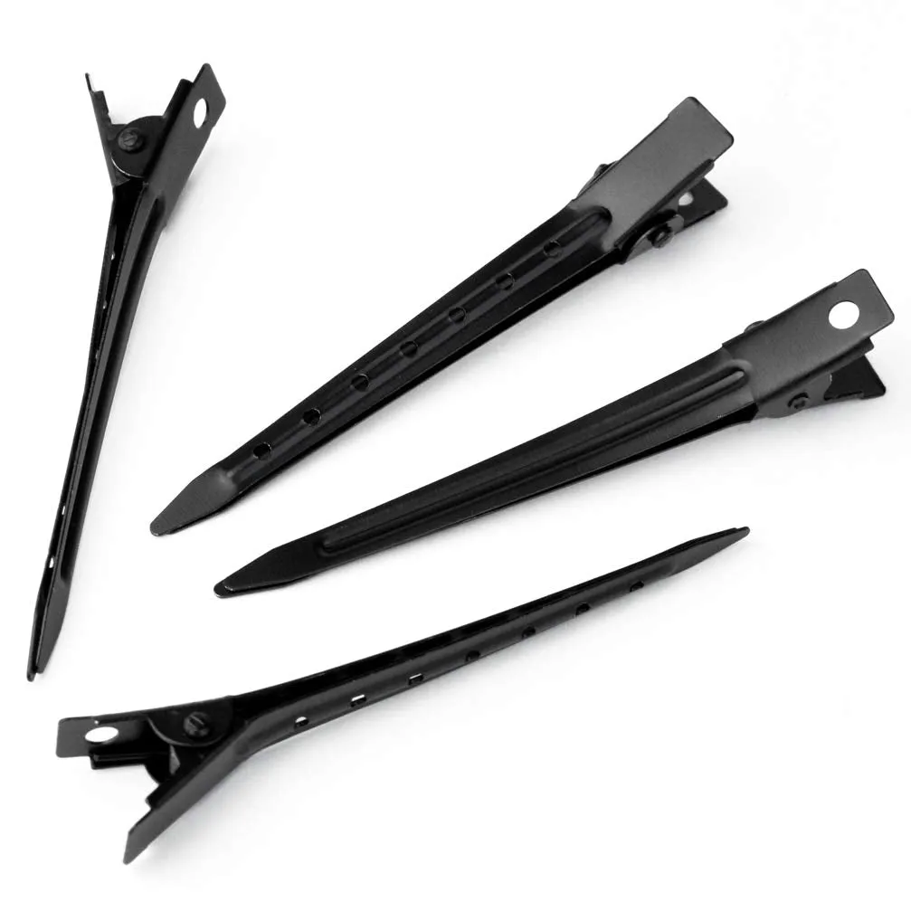 24 Packs Duck Bill Clips, Bantoye 2.75 Inches Rustproof Metal Alligator Curl Clips with Holes for Hair Styling, Hair Coloring, Black 2.75 inch/ 7cm