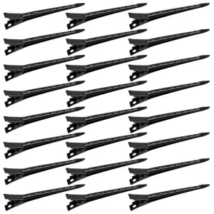 24 Packs Duck Bill Clips, Bantoye 2.75 Inches Rustproof Metal Alligator Curl Clips with Holes for Hair Styling, Hair Coloring, Black 2.75 inch/ 7cm