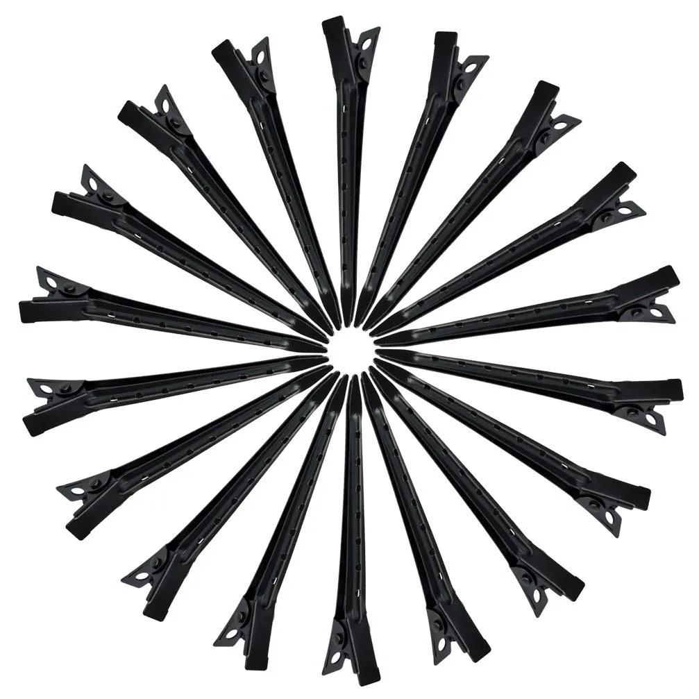 24 Packs Duck Bill Clips, Bantoye 2.75 Inches Rustproof Metal Alligator Curl Clips with Holes for Hair Styling, Hair Coloring, Black 2.75 inch/ 7cm