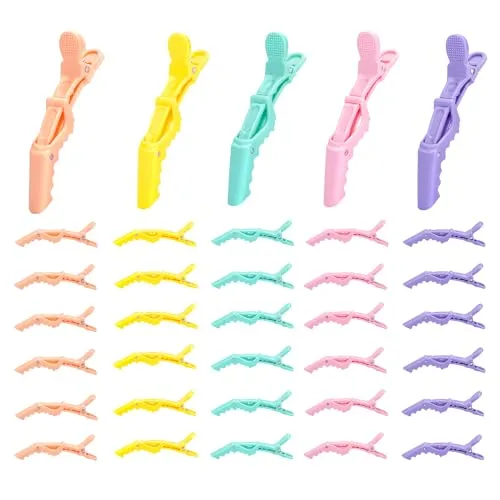 30 Pcs Alligator Hair Clip for Styling Sectioning - Salon Hair Clip for Thick Hair, Plastic Hair Styling Clip with Wide Teeth & Double-Hinged Design (Colorful)