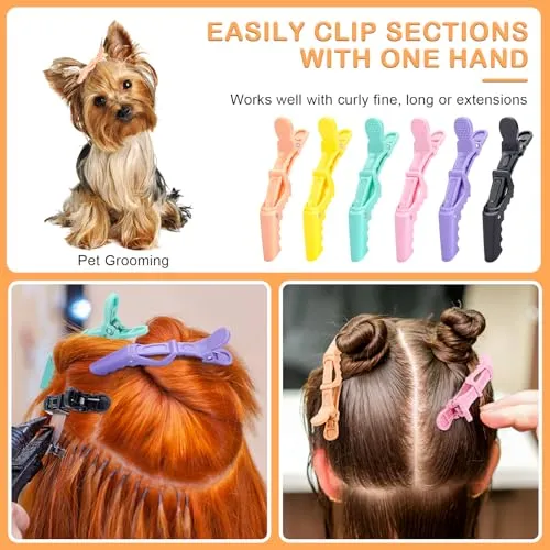30 Pcs Alligator Hair Clip for Styling Sectioning - Salon Hair Clip for Thick Hair, Plastic Hair Styling Clip with Wide Teeth & Double-Hinged Design (Colorful)