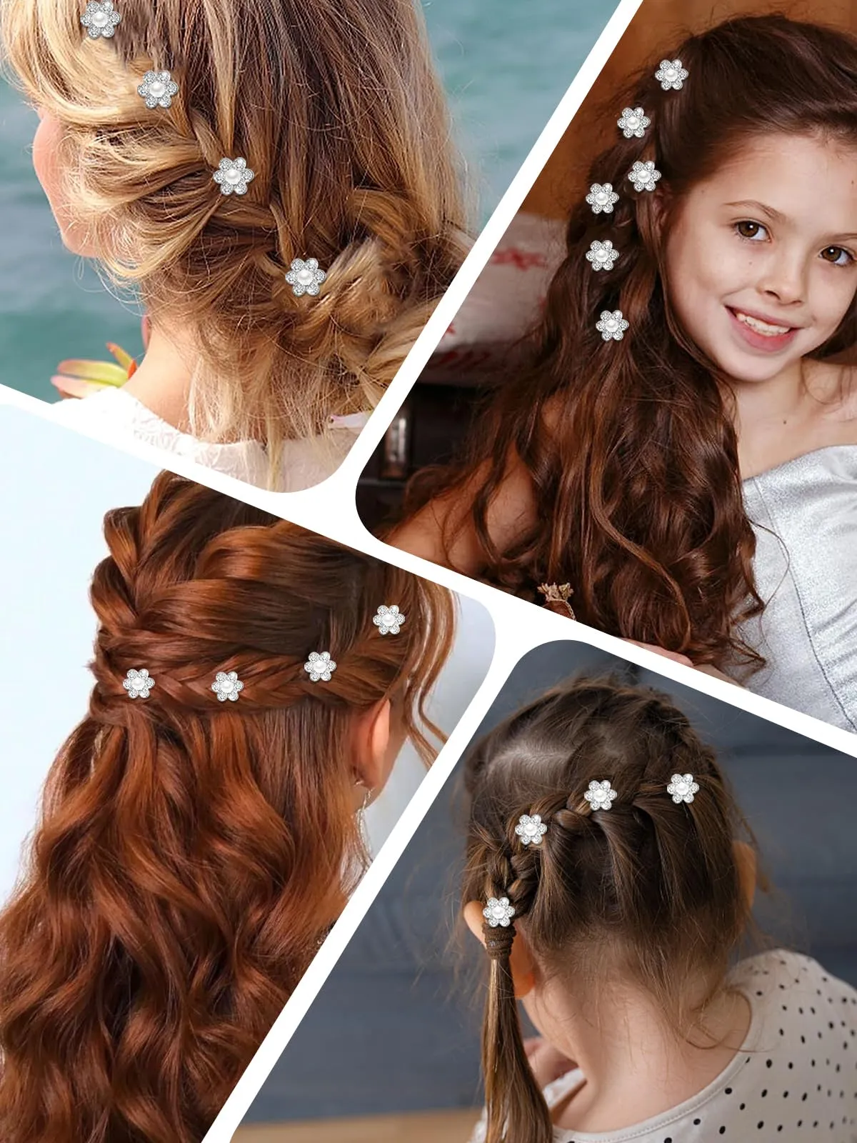 30Pcs Mini Pearl Hair Clips for Girls Hair Pins Rhinestone Hair Claw Clips, CYHYII Non Slip Hairpin Cute Hair Barrettes Small Flower Hair Accessories for Women Thin Hair Wedding Decorations
