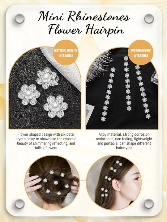 30Pcs Mini Pearl Hair Clips for Girls Hair Pins Rhinestone Hair Claw Clips, CYHYII Non Slip Hairpin Cute Hair Barrettes Small Flower Hair Accessories for Women Thin Hair Wedding Decorations