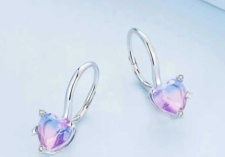 925 Sterling Silver Heart Hoop Earrings