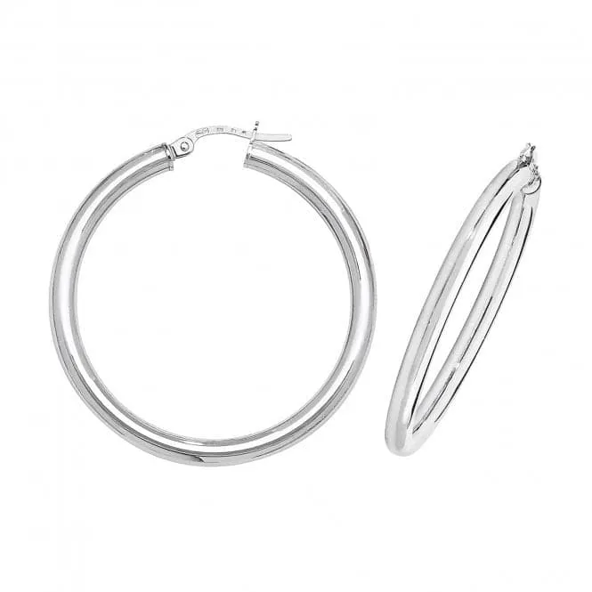 9ct White Gold 30mm Hoop Earrings ER524W