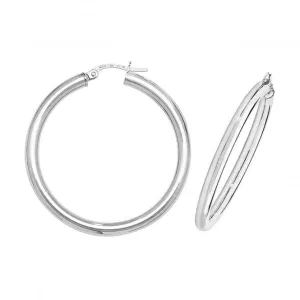 9ct White Gold 30mm Hoop Earrings ER524W