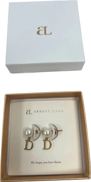 Abbott Lyon White/Gold Pearl 'D' Initial Earrings