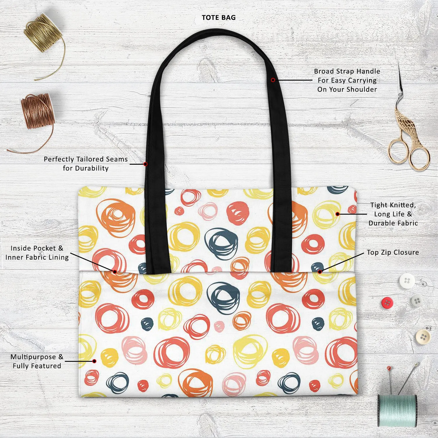 Abstract Doodle D2 Tote Bag Shoulder Purse | Multipurpose