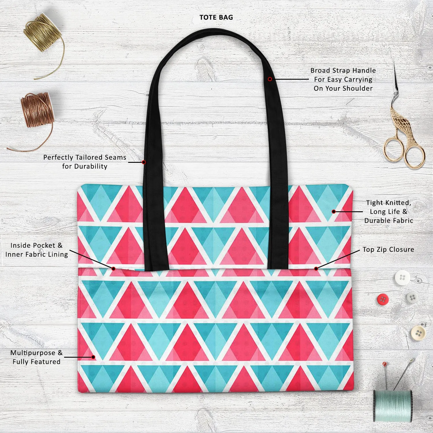Abstract Triangles D1 Tote Bag Shoulder Purse | Multipurpose