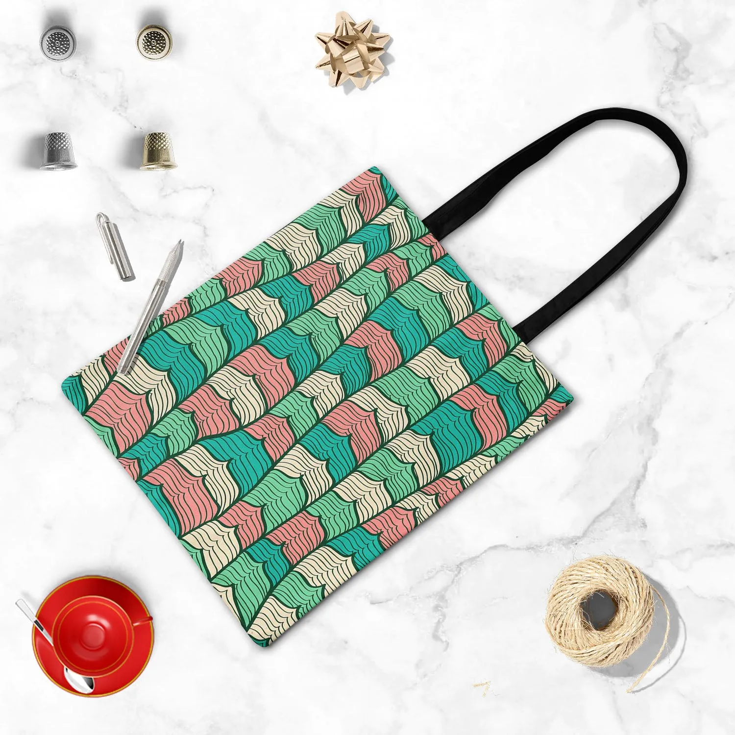 Abstract Waves D1 Tote Bag Shoulder Purse | Multipurpose