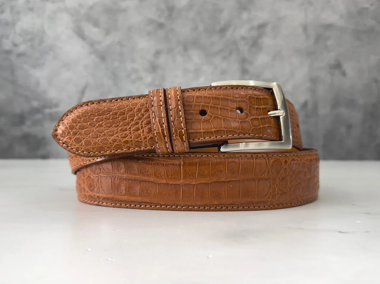 Argentine Caiman Belt: Cognac