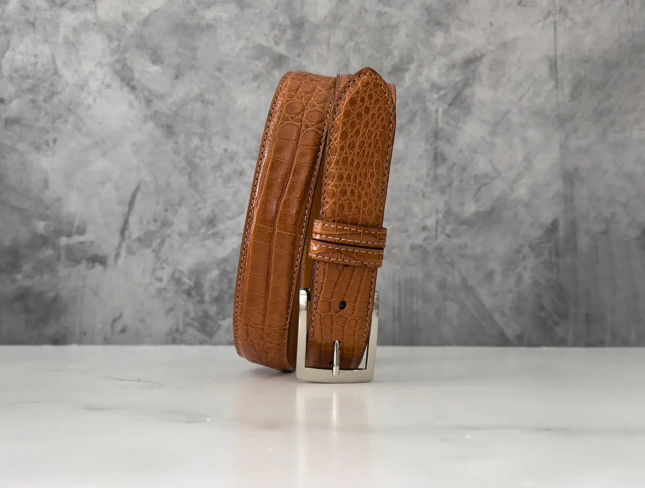 Argentine Caiman Belt: Cognac