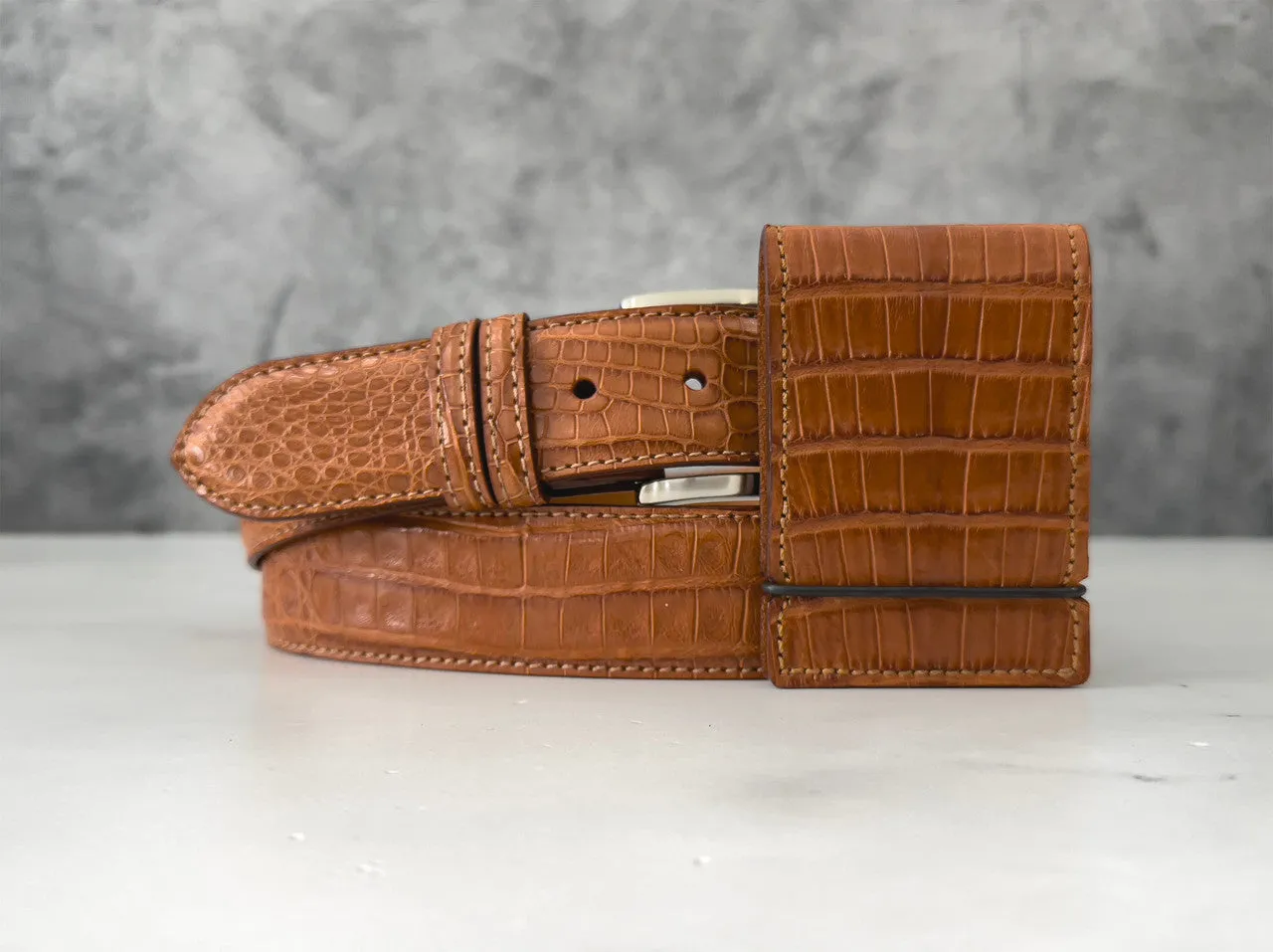 Argentine Caiman Belt: Cognac