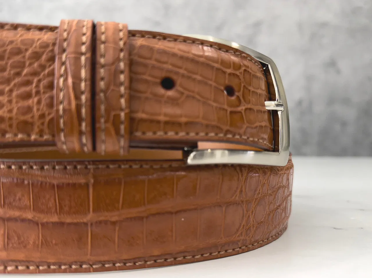Argentine Caiman Belt: Cognac