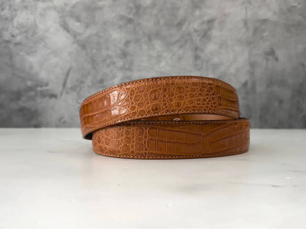 Argentine Caiman Belt: Cognac