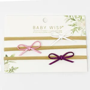 Baby Wisp Suede Bow Headband Set / White/Pink/Purple