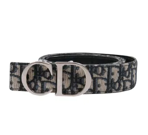Beige and Black Dior Oblique Jacquard Reversible CD Belt Strap