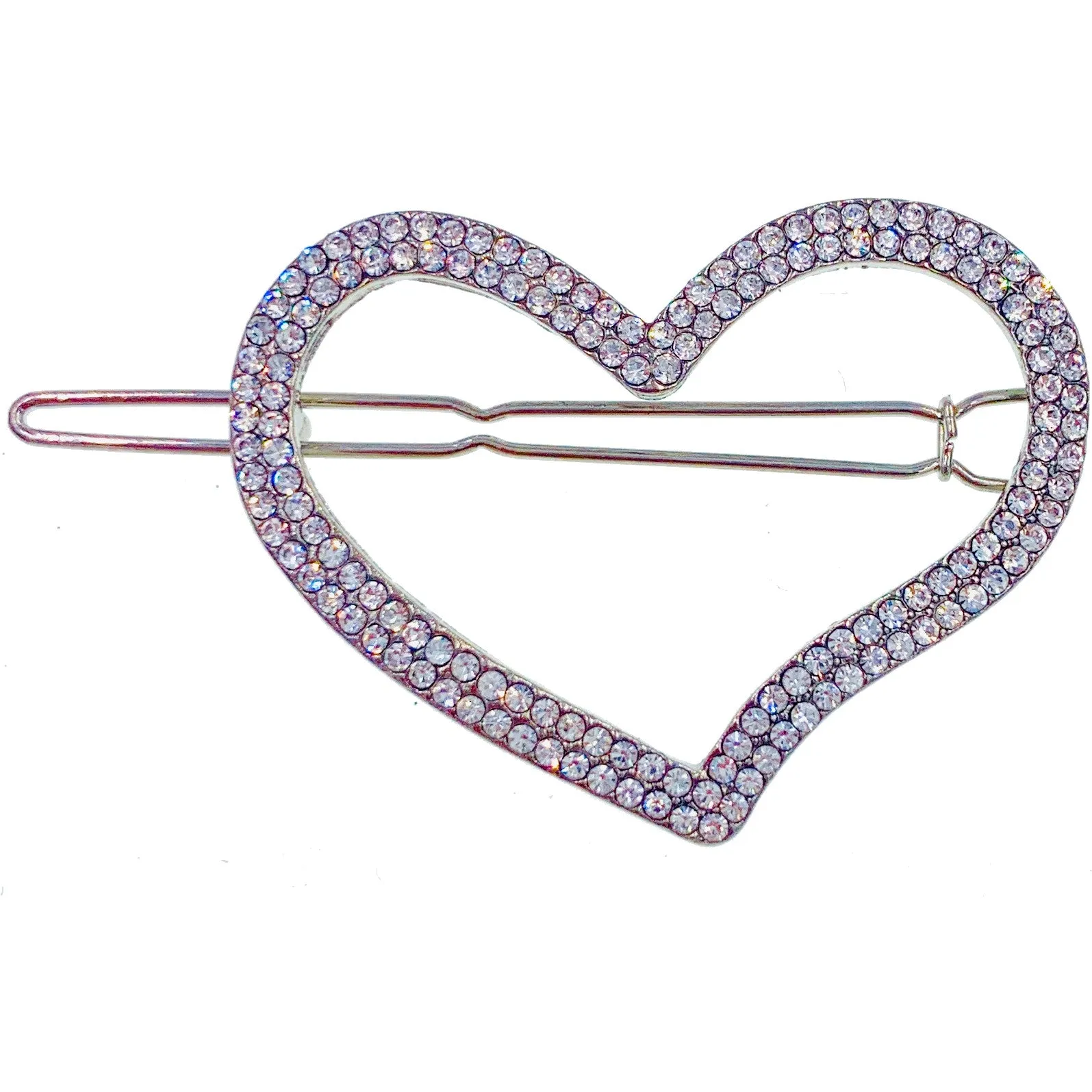 Bellerose Open Geo Shape Hair Clip Barrette Rhinestone Crystal Clear Silver Gold White Pearl