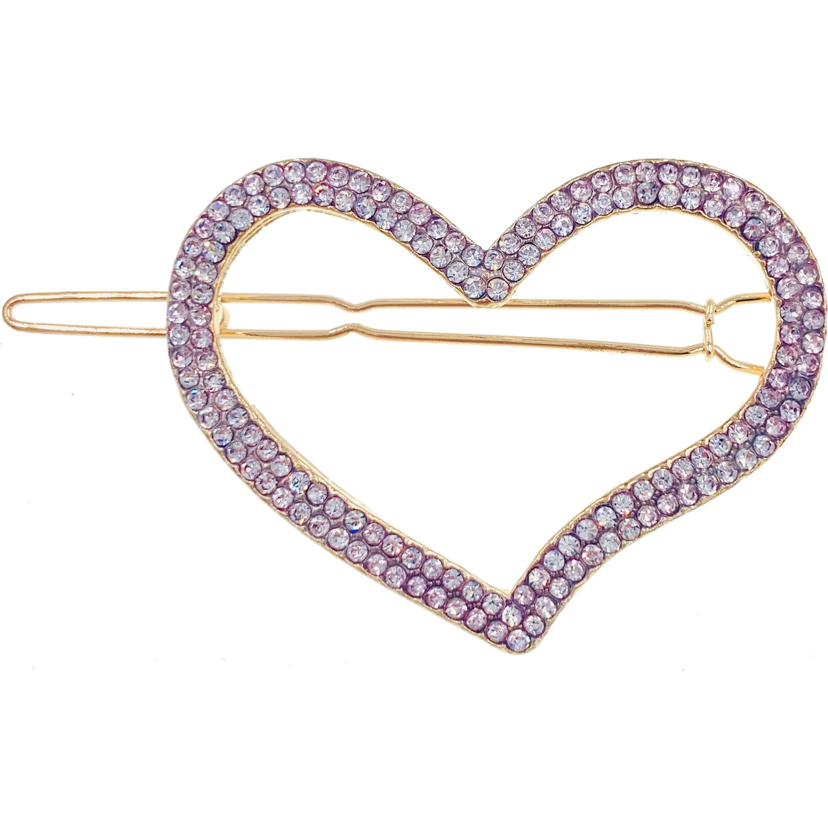 Bellerose Open Geo Shape Hair Clip Barrette Rhinestone Crystal Clear Silver Gold White Pearl