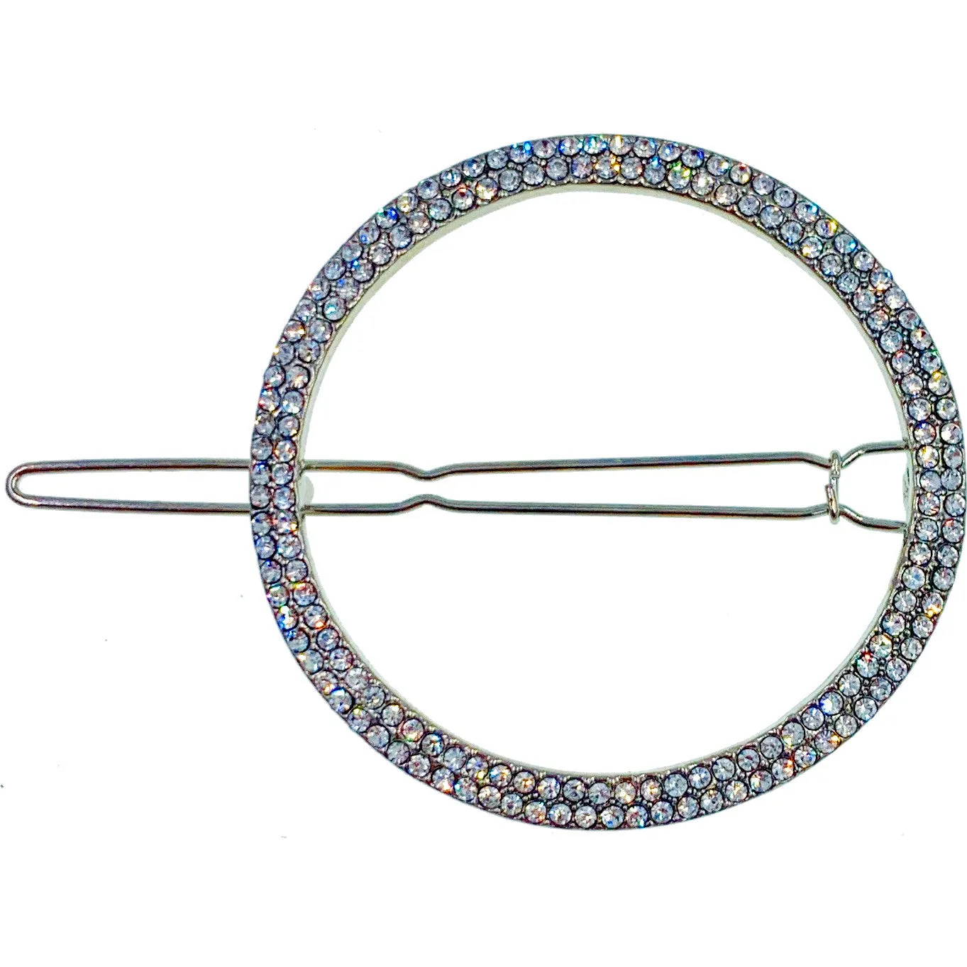 Bellerose Open Geo Shape Hair Clip Barrette Rhinestone Crystal Clear Silver Gold White Pearl