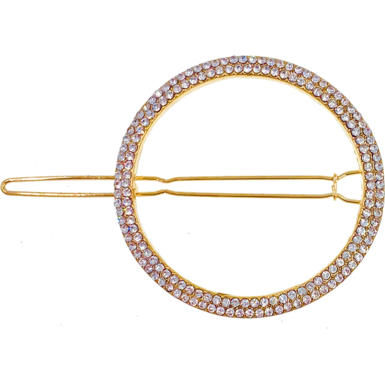 Bellerose Open Geo Shape Hair Clip Barrette Rhinestone Crystal Clear Silver Gold White Pearl