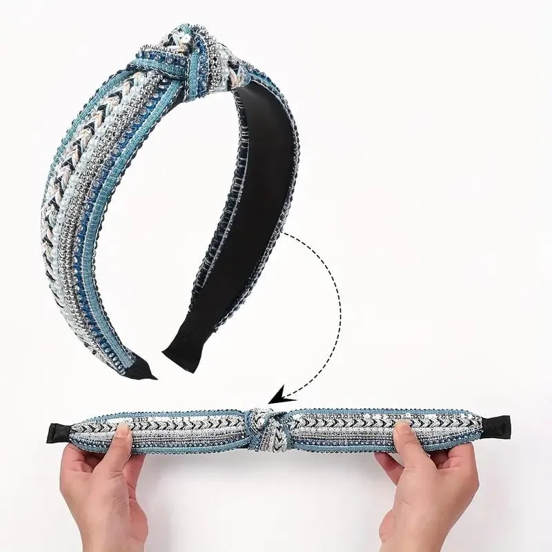 Boho Chic Denim Knotted Headband