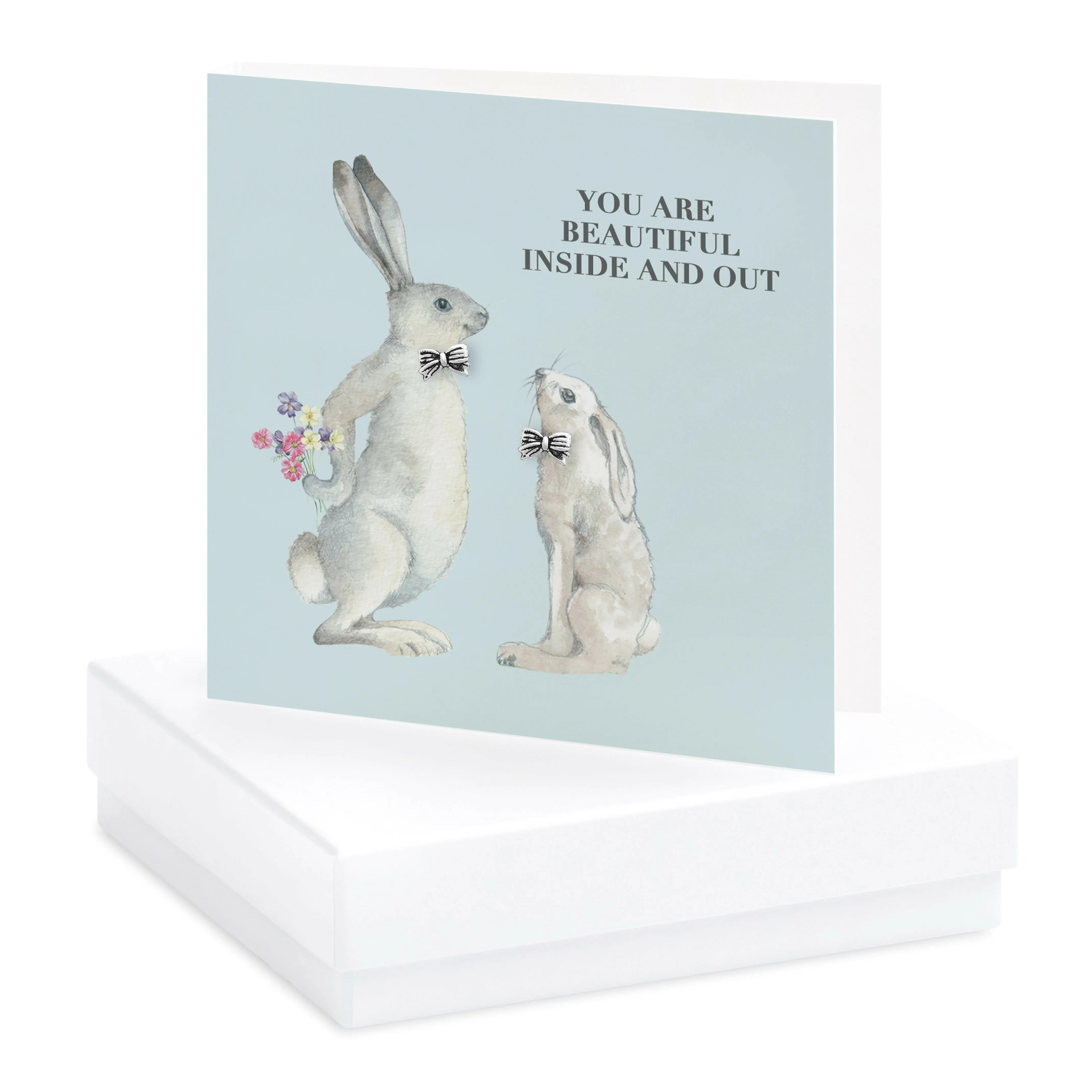Boxed Hares Sterling Silver Stud Earring Card - Elegant and Timeless Gift