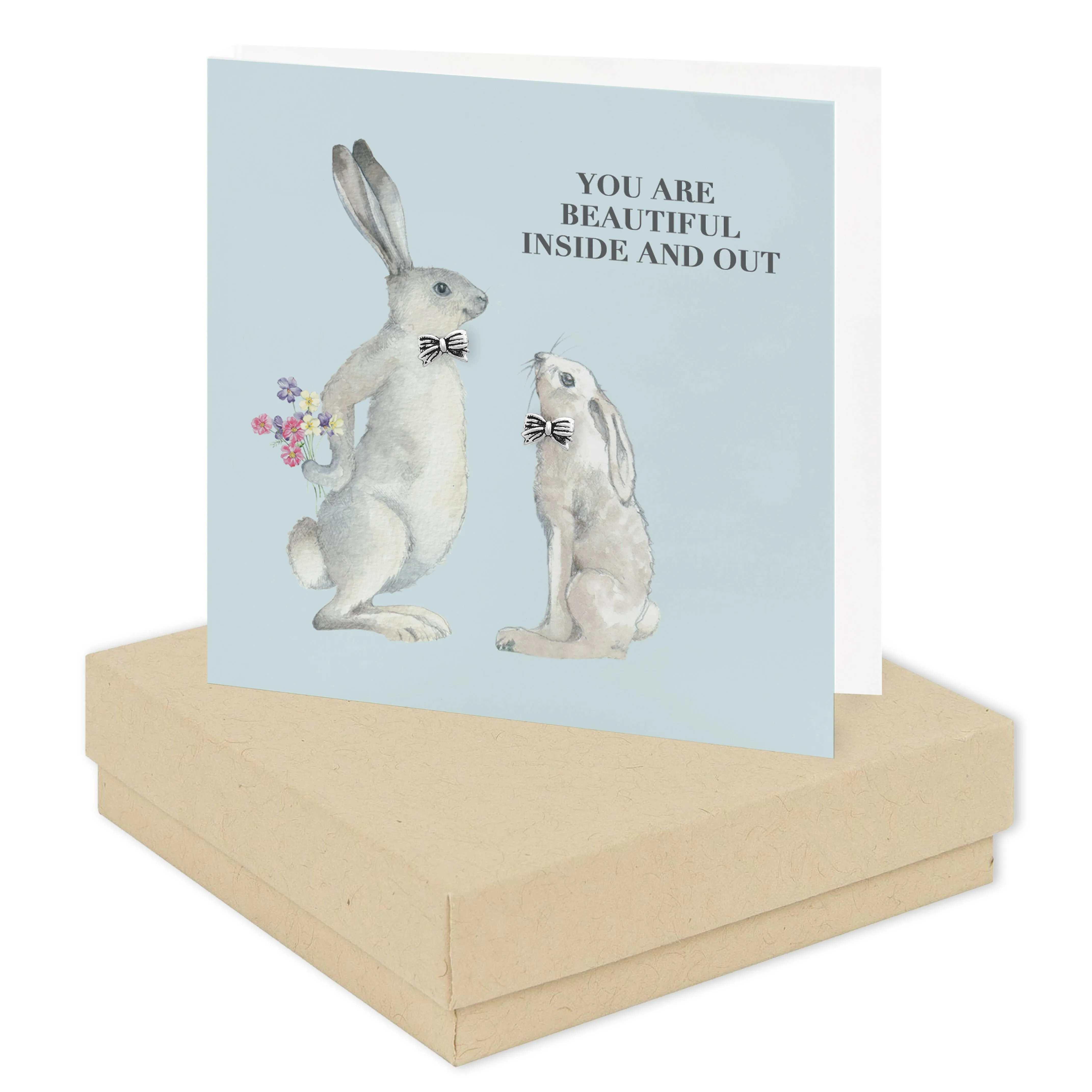Boxed Hares Sterling Silver Stud Earring Card - Elegant and Timeless Gift