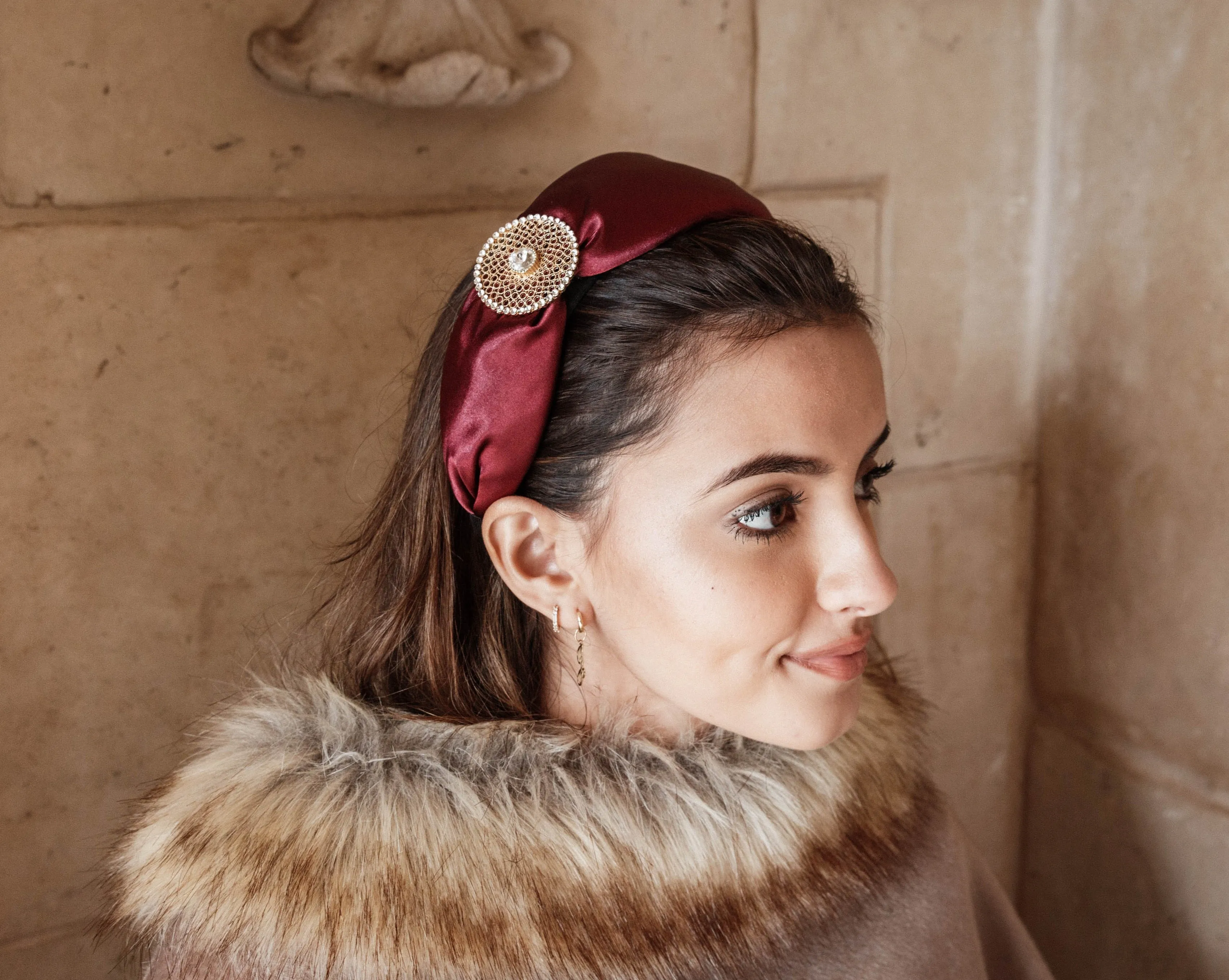 Burgundy Gem Headband