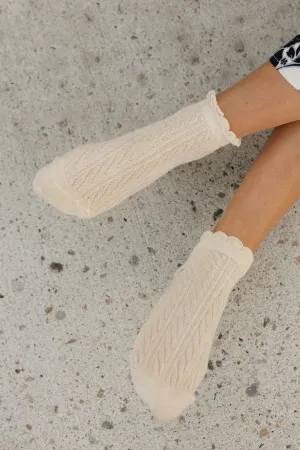 Cable Knit Twist Socks-Khaki
