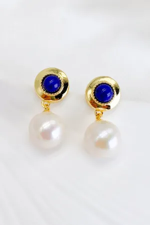 Carina 18K Gold-Filled Lapis Pearl Drop Earrings