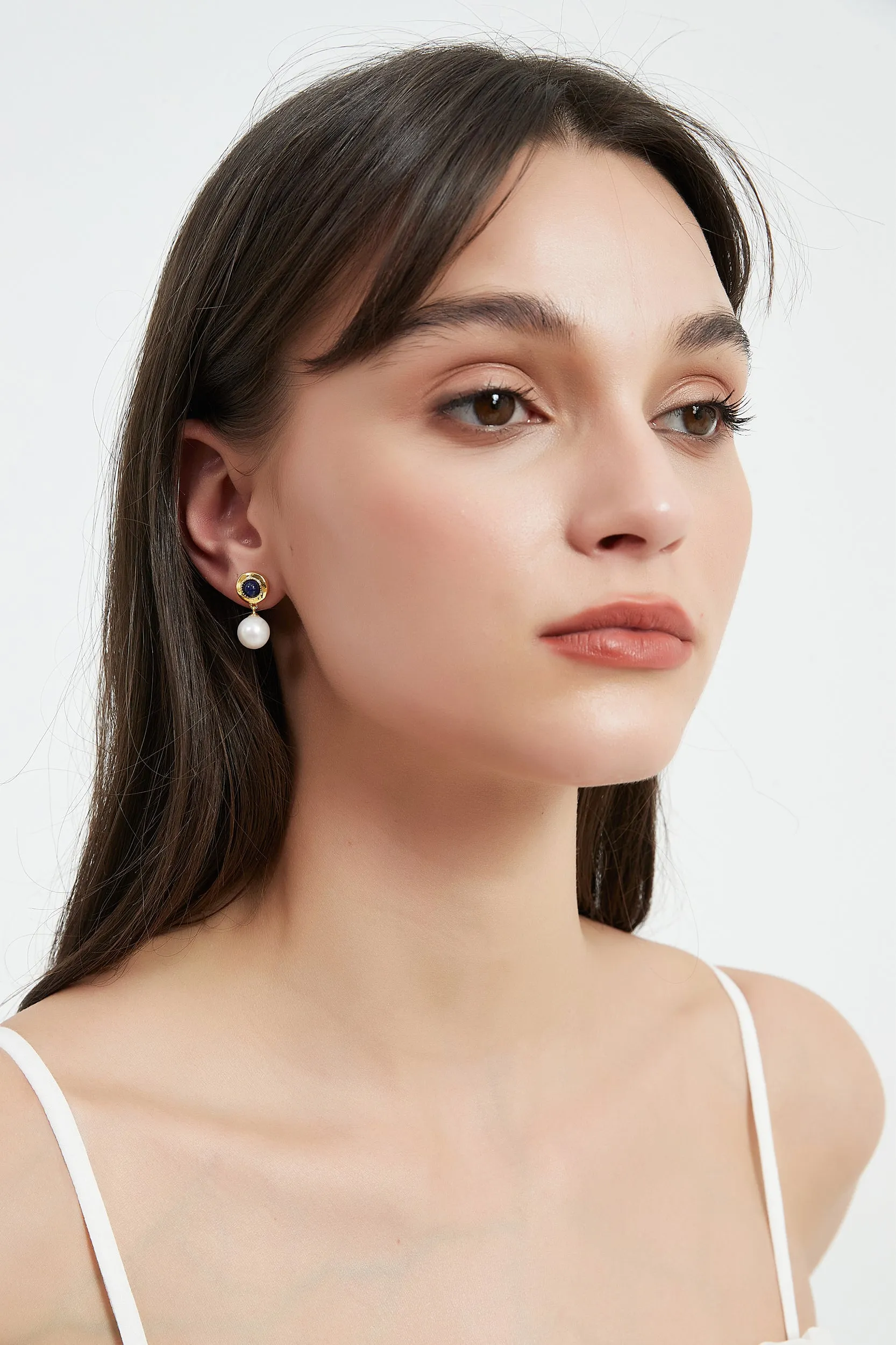 Carina 18K Gold-Filled Lapis Pearl Drop Earrings