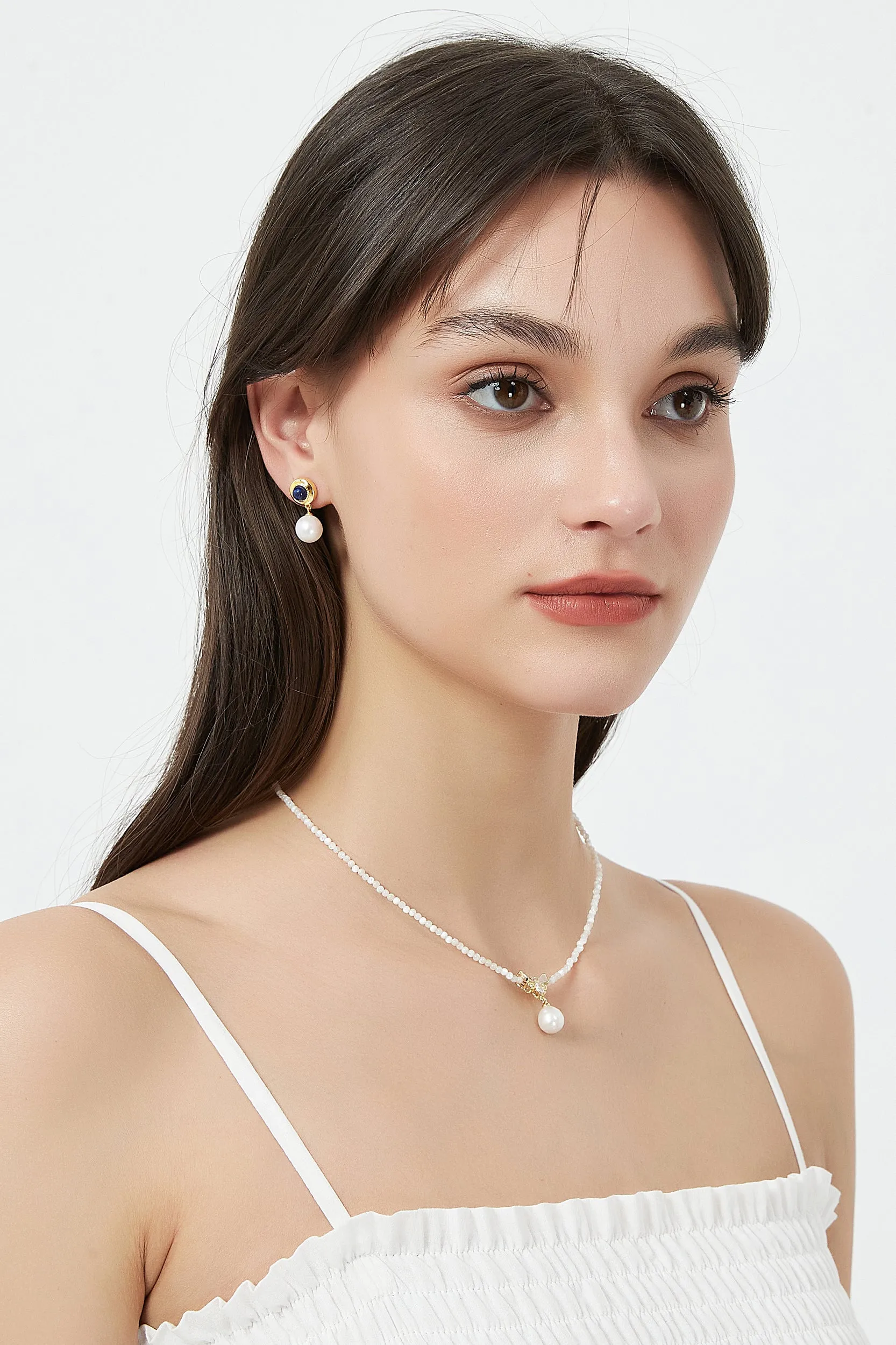 Carina 18K Gold-Filled Lapis Pearl Drop Earrings