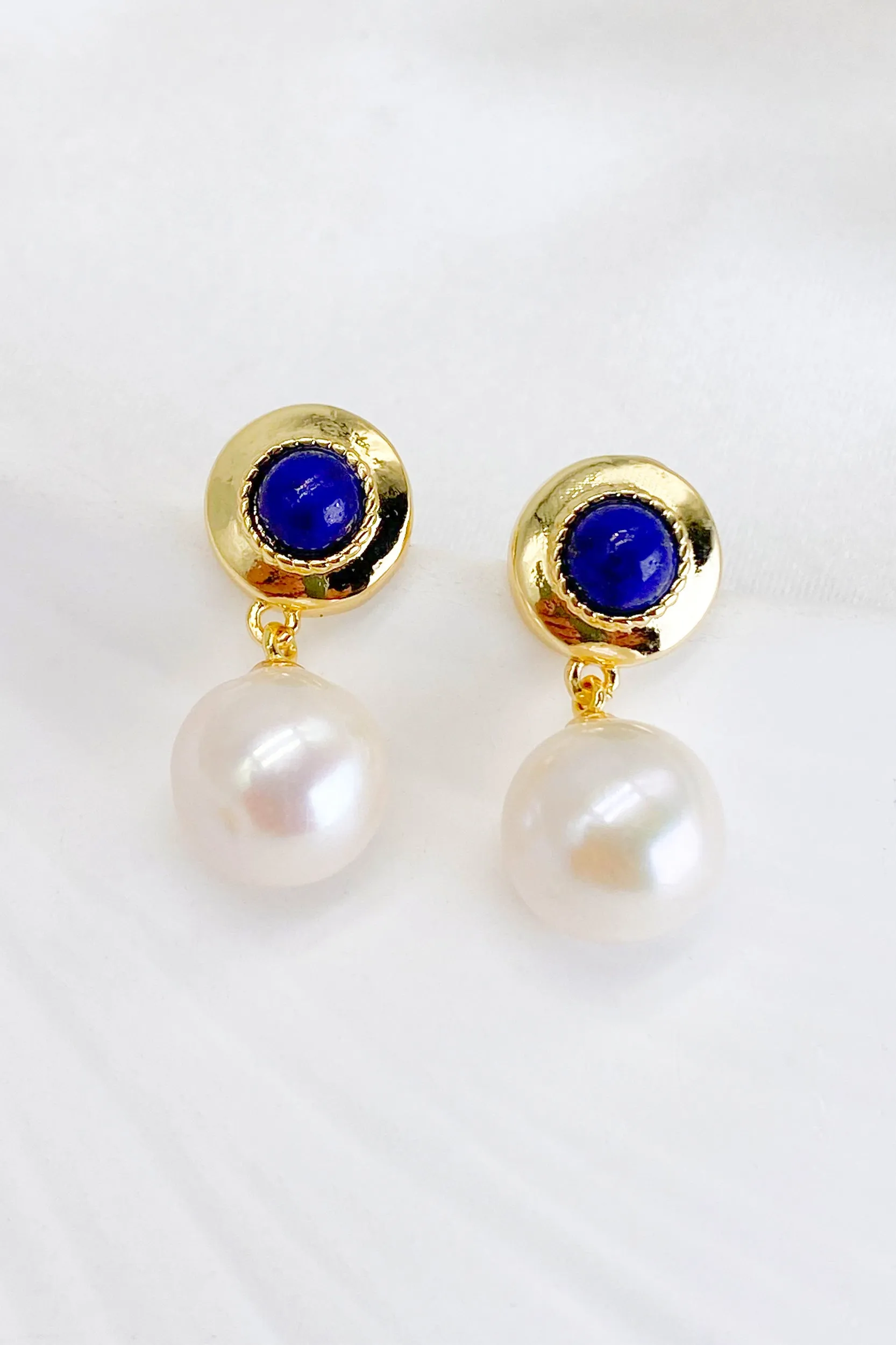 Carina 18K Gold-Filled Lapis Pearl Drop Earrings