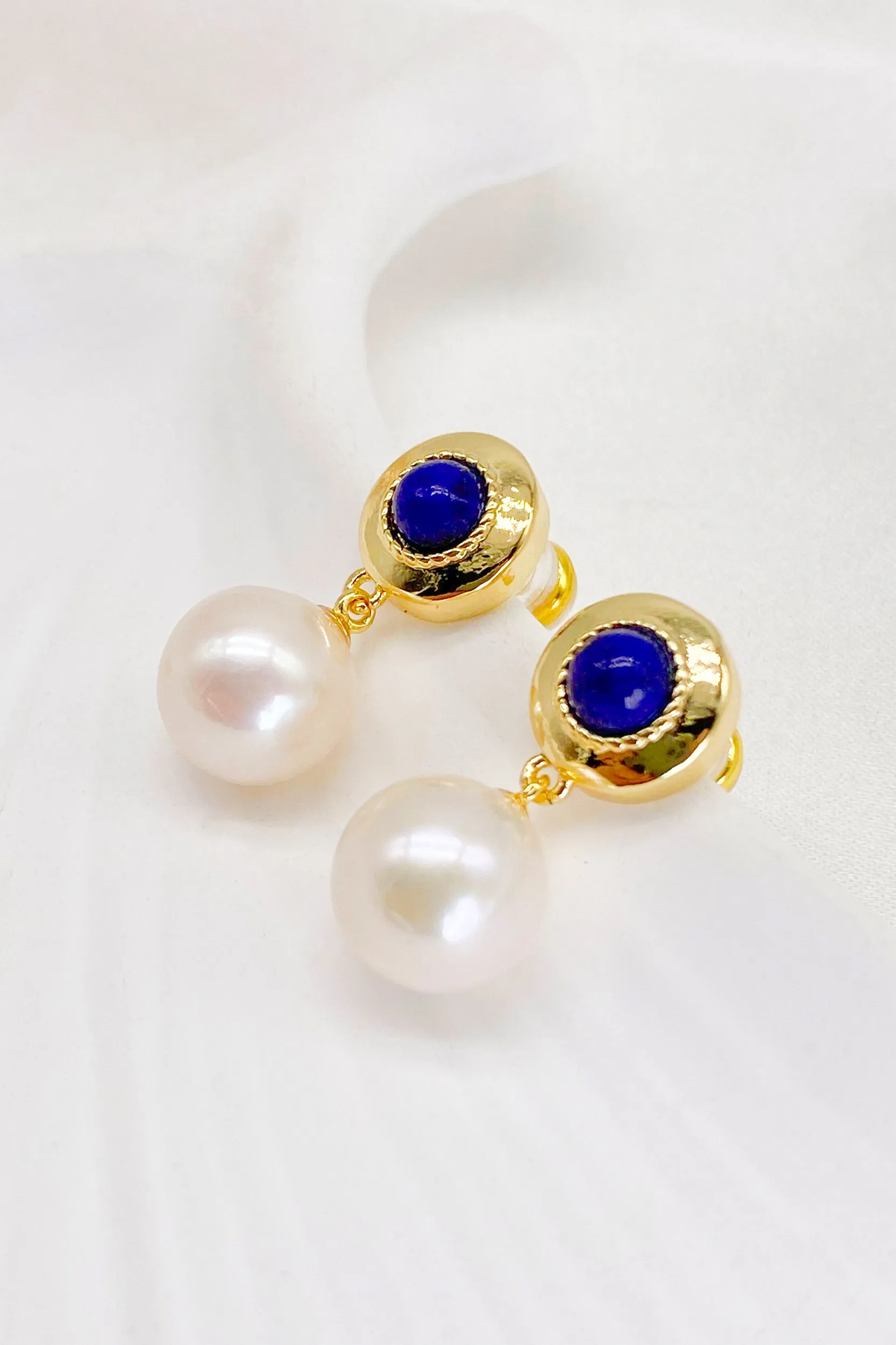 Carina 18K Gold-Filled Lapis Pearl Drop Earrings
