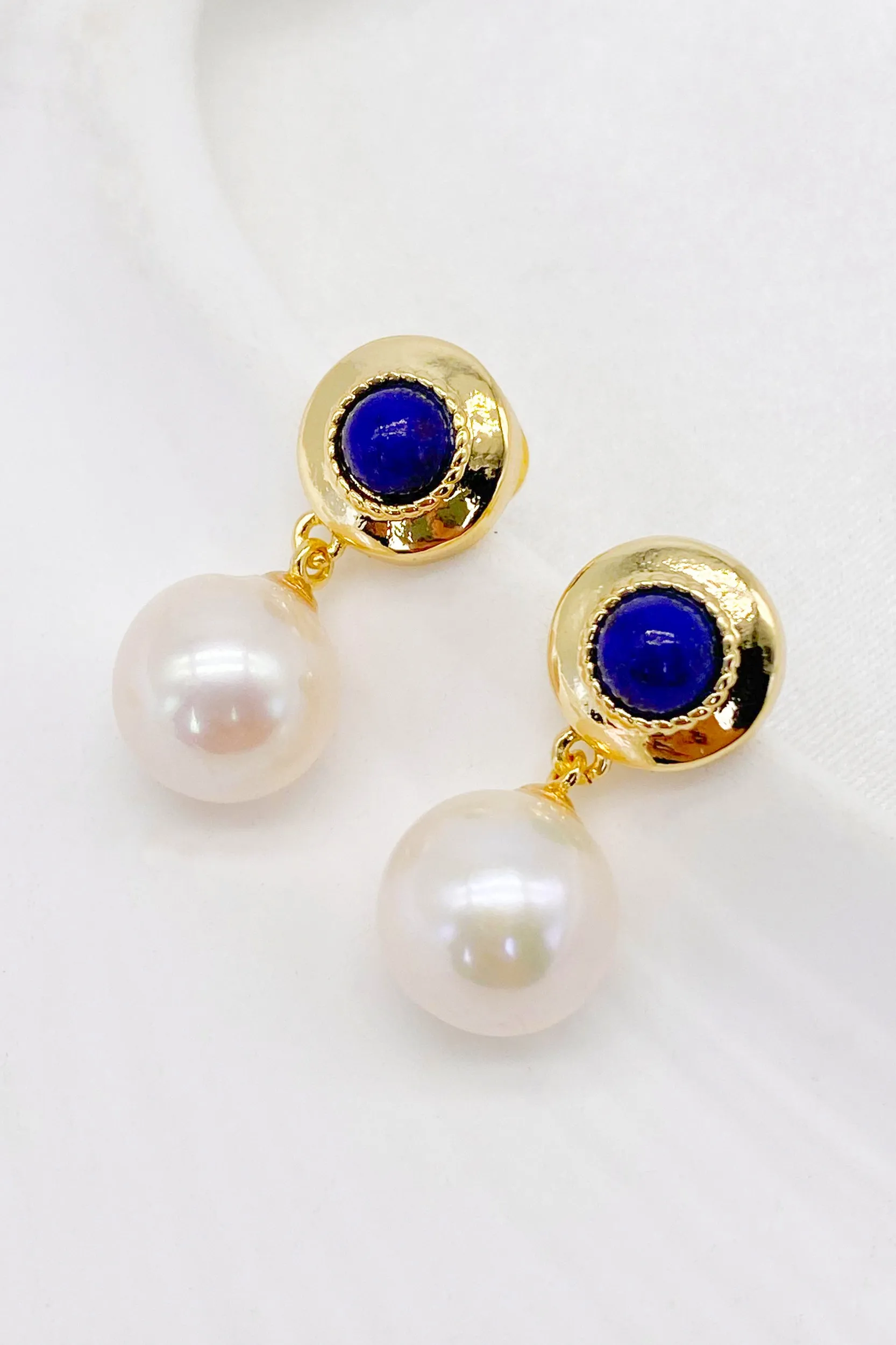 Carina 18K Gold-Filled Lapis Pearl Drop Earrings