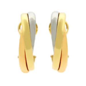 Cartier Trinity Three Color Gold Hoop Earrings
