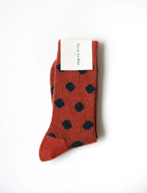 Cashmere Polka Dot Socks Rust