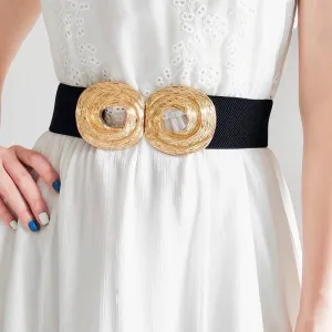Casual Vintage Style Solid Color Pu Leather Alloy Buckle Women's Leather Belts