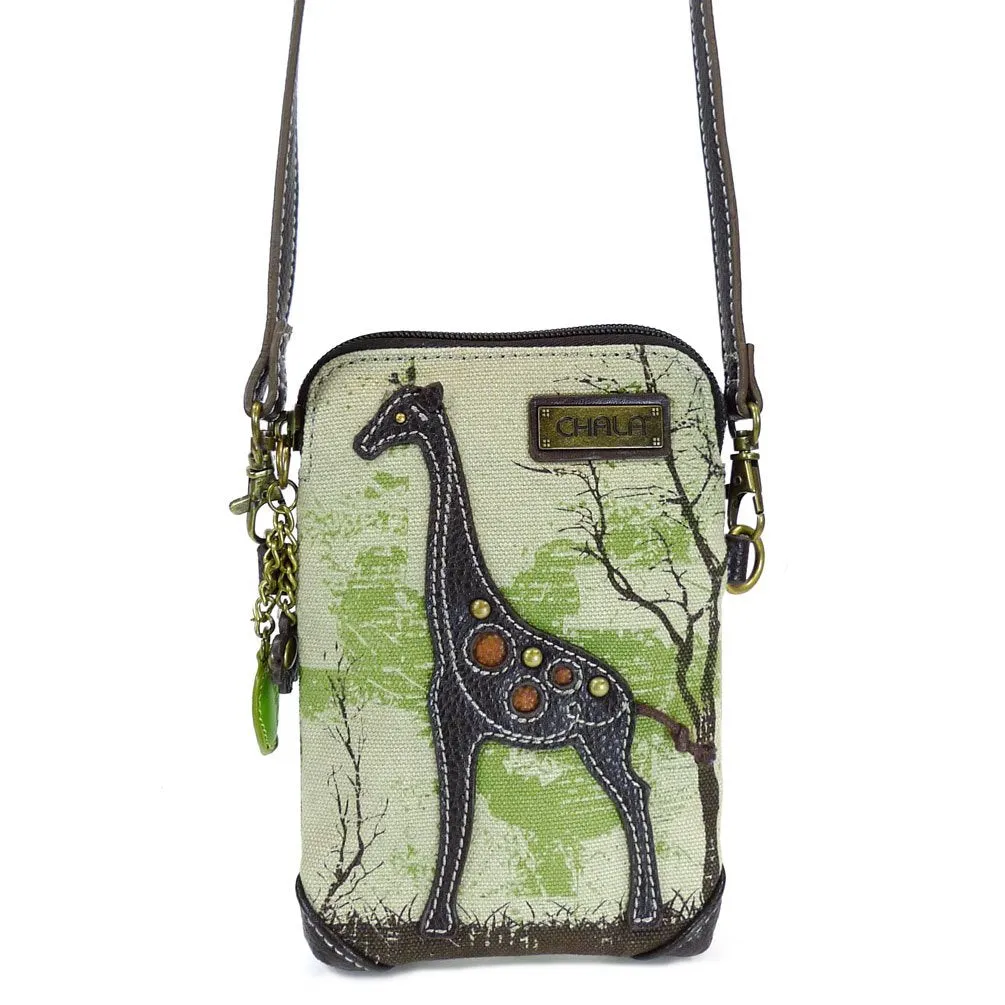 Chala Women's Safari Animal Canvas Crossbody Cell Phone Purse with Adjustable Strap -Sand