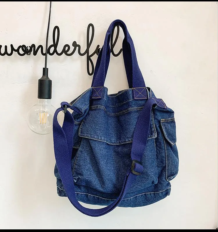 Christmas Gift Crossbody Bags For Women 2020 New Denim Jeans Blue Shoulder Top-hand Tote Handbags Large Messenger Travel Bags Bolsas Mujer