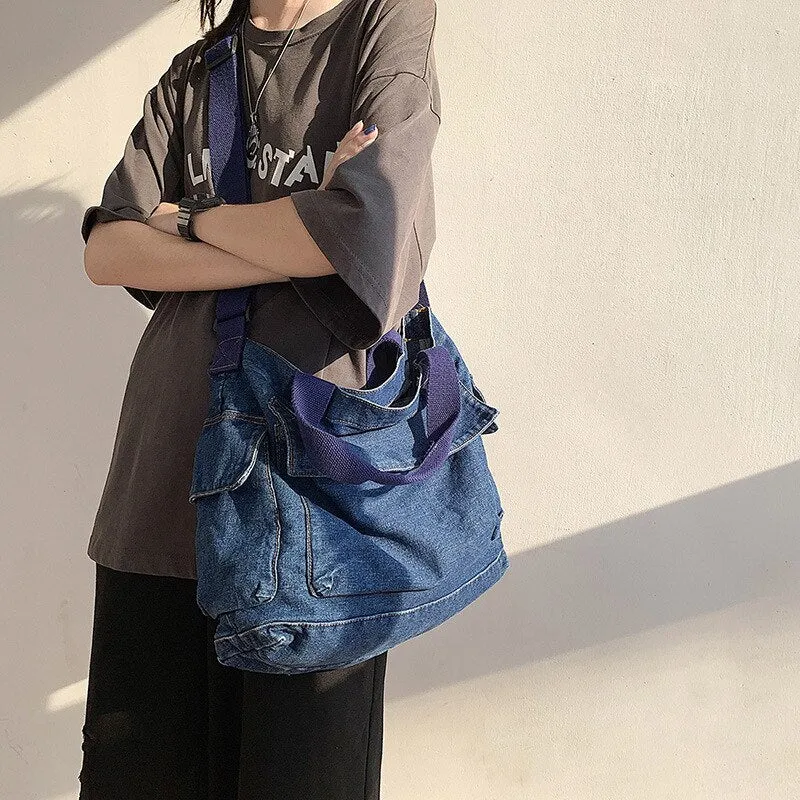 Christmas Gift Crossbody Bags For Women 2020 New Denim Jeans Blue Shoulder Top-hand Tote Handbags Large Messenger Travel Bags Bolsas Mujer