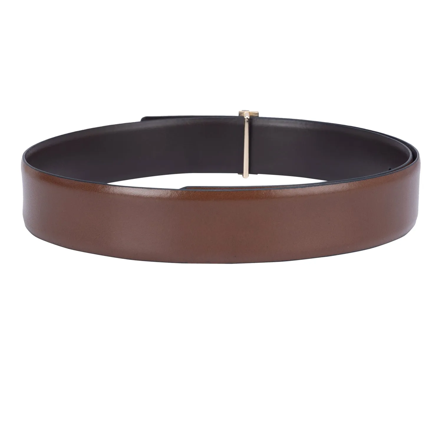 Cognac Plain Leather Men's Belt