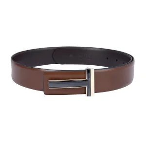 Cognac Plain Leather Men's Belt