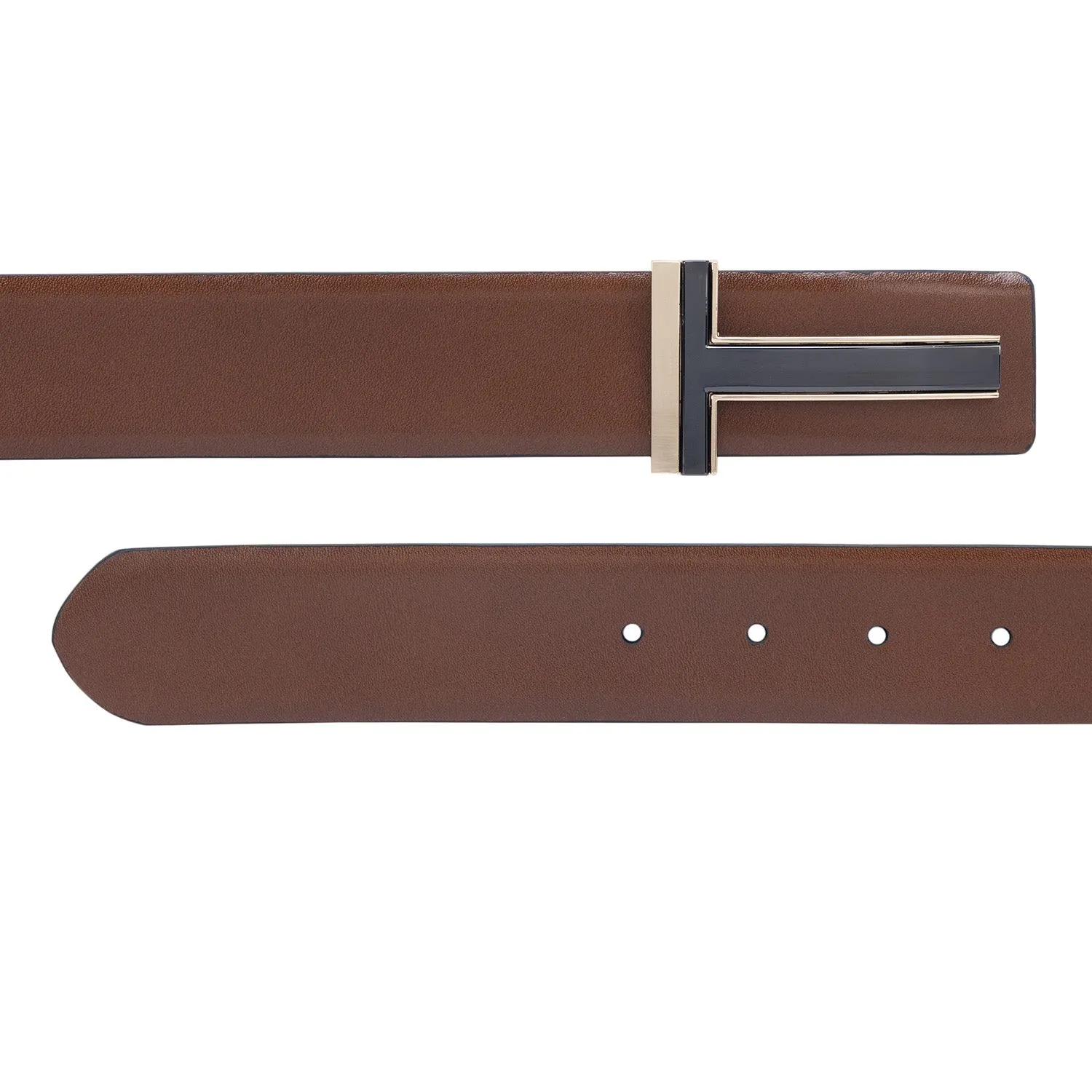 Cognac Plain Leather Men's Belt